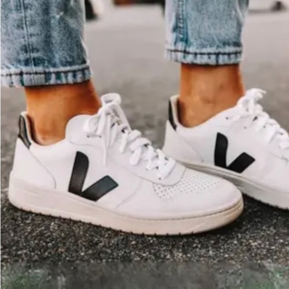 Veja Women's White and Black Sneakers